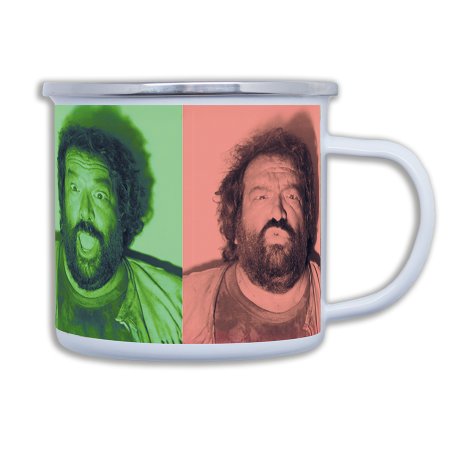Bud Spencer Emaillebecher - 4Farbmotiv  9 x 9 cm