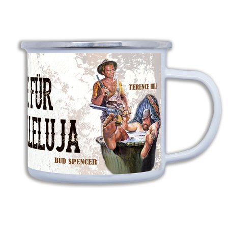 Bud Spencer Emaillebecher - Vier Fäuste für ein Halleluja  9 x 9 cm